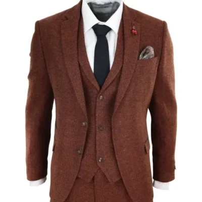 Rust Herringbone Tweed 3 Piece Suit